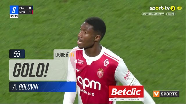 GOLO! Monaco, A. Golovin aos 55', PSG 0-2 Monaco