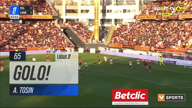 GOLO! Lorient, A. Tosin aos 65', Lorient 2-1 Lens