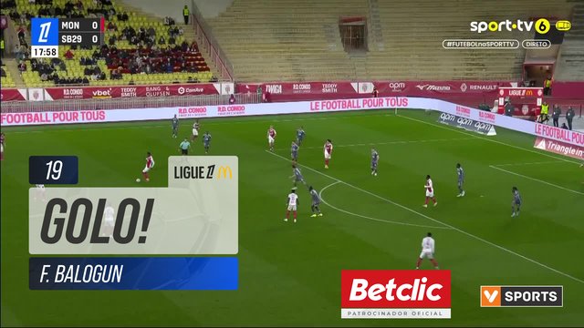 GOLO! Monaco, F. Balogun aos 19', Monaco 1-0 Brest