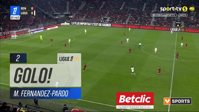 GOLO! Lille, M. Fernandez-Pardo aos 2', Rennes 0-1 Lille