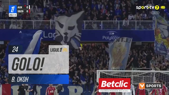 GOLO! Auxerre, B. Okoh aos 24', Auxerre 1-0 Brest