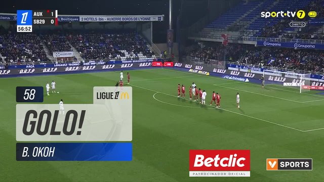 GOLO! Auxerre, B. Okoh aos 58', Auxerre 2-0 Brest