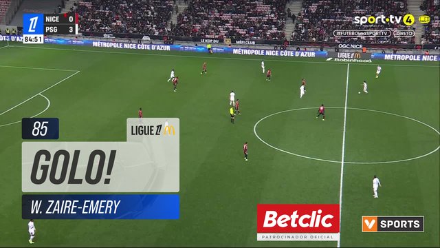 GOLO! PSG, W. Zaire-Emery aos 85', Nice 0-4 PSG