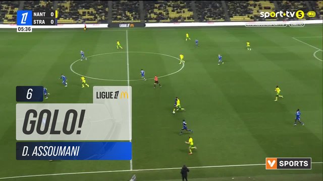 GOLO! Nantes, D. Assoumani aos 6', Nantes 1-0 Strasbourg