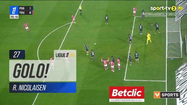 GOLO! Toulouse, R. Nicolaisen aos 27', PSG 1-1 Toulouse