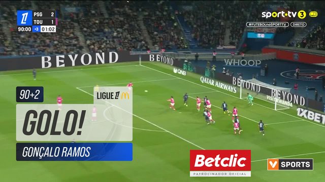 GOLO! PSG, Gonçalo Ramos aos 90'+2', PSG 3-1 Toulouse