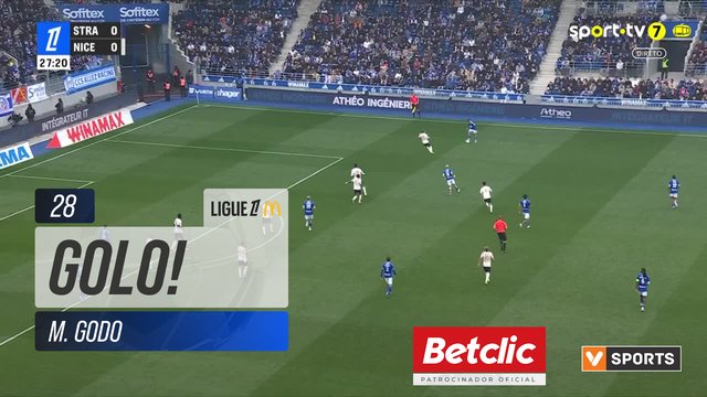 GOLO! Strasbourg, M. Godo aos 28', Strasbourg 1-0 Nice