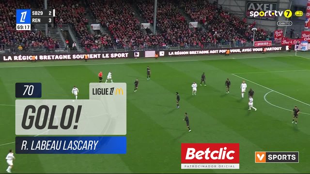 GOLO! Brest, R. Labeau Lascary aos 70', Brest 3-3 Rennes