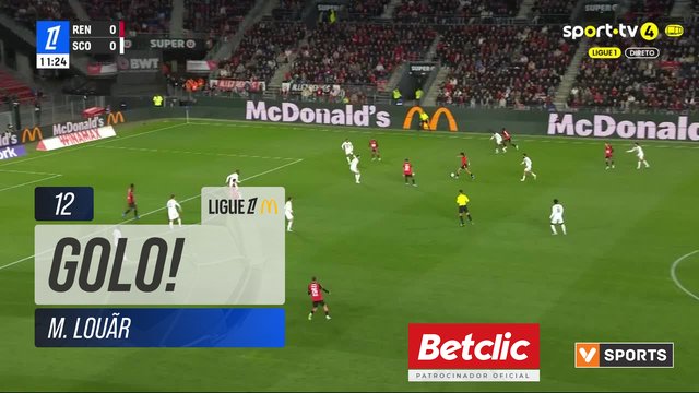 GOLO! Rennes, M. Louãr (p.b.) aos 12', Rennes 1-0 Angers