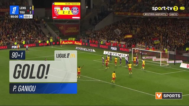 GOLO! Lens, P. Ganiou aos 90'+1', Lens 3-2 Toulouse