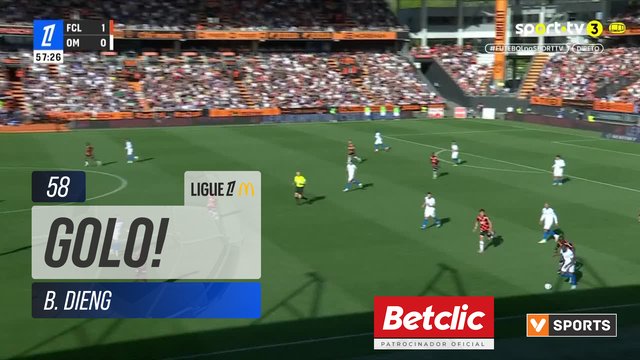 GOLO! Lorient, B. Dieng aos 58', Lorient 2-0 Marselha