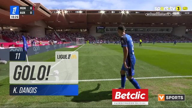 GOLO! Auxerre, K. Danois aos 11', Monaco 0-1 Auxerre