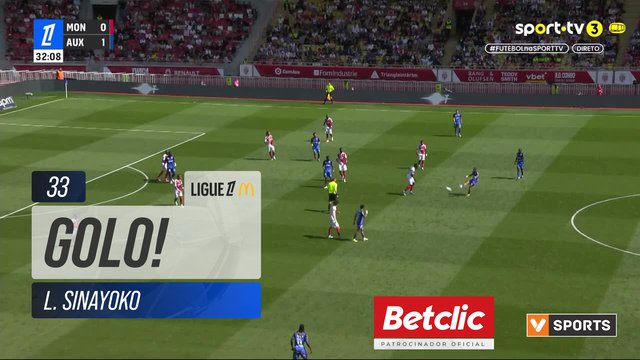 GOLO! Auxerre, L. Sinayoko aos 33', Monaco 0-2 Auxerre