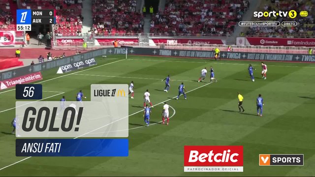 GOLO! Monaco, Ansu Fati aos 56', Monaco 1-2 Auxerre