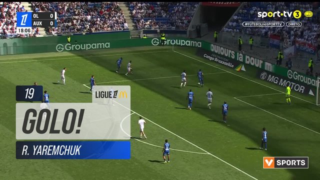 GOLO! Lyon, R. Yaremchuk aos 19', Lyon 1-0 Auxerre