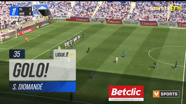 GOLO! Auxerre, S. Diomandé aos 35', Lyon 1-1 Auxerre