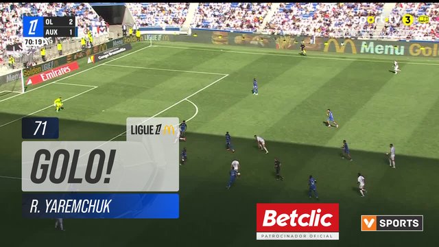 GOLO! Lyon, R. Yaremchuk aos 71', Lyon 3-1 Auxerre