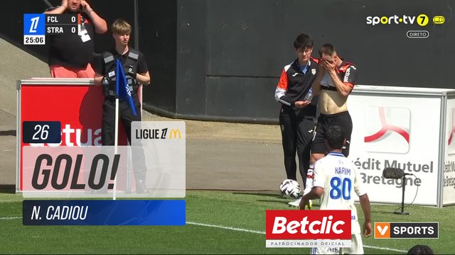 GOLO! Lorient, N. Cadiou aos 26', Lorient 1-0 Strasbourg