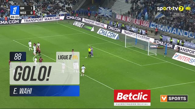 GOLO! Nice, E. Wahi aos 88', Marselha 1-1 Nice