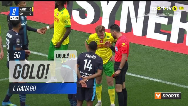 GOLO! Nantes, I. Ganago aos 50', Nantes 1-0 Marselha