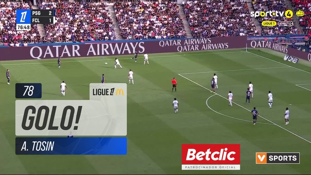 GOLO! Lorient, A. Tosin aos 78', PSG 2-2 Lorient