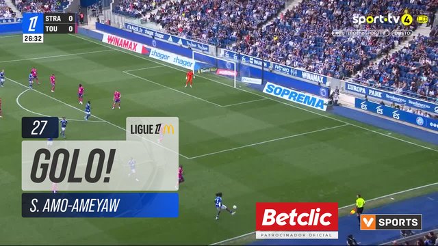GOLO! Strasbourg, S. Amo-Ameyaw aos 27', Strasbourg 1-0 Toulouse
