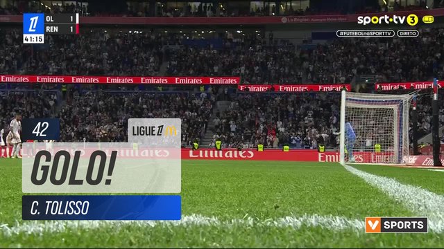GOLO! Lyon, C. Tolisso aos 42', Lyon 2-1 Rennes