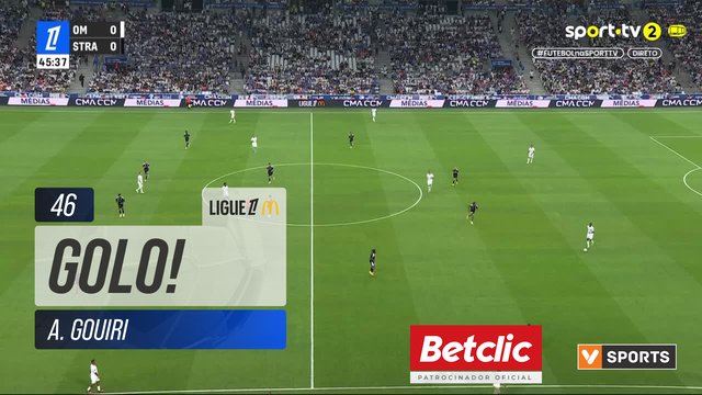 GOLO! Marselha, A. Gouiri aos 46', Marselha 1-0 Strasbourg
