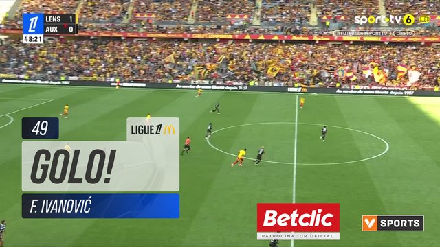 GOLO! Lens, F. Ivanović aos 49', Lens 2-0 Auxerre