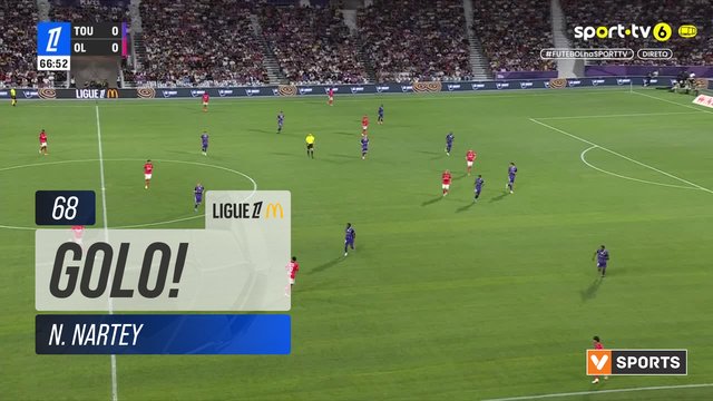 GOLO! Lyon, N. Nartey aos 68', Toulouse 0-1 Lyon