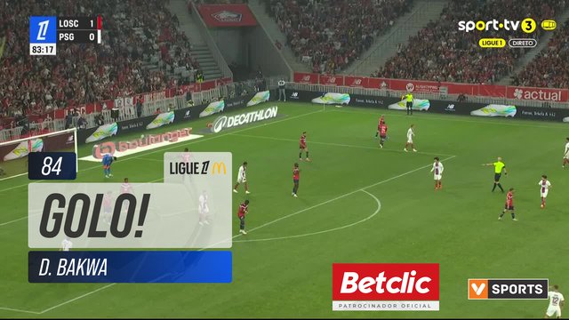GOLO! Lille, D. Bakwa aos 84', Lille 2-0 PSG