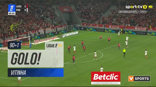 GOLO! PSG, Vitinha aos 90'+1', Lille 2-1 PSG