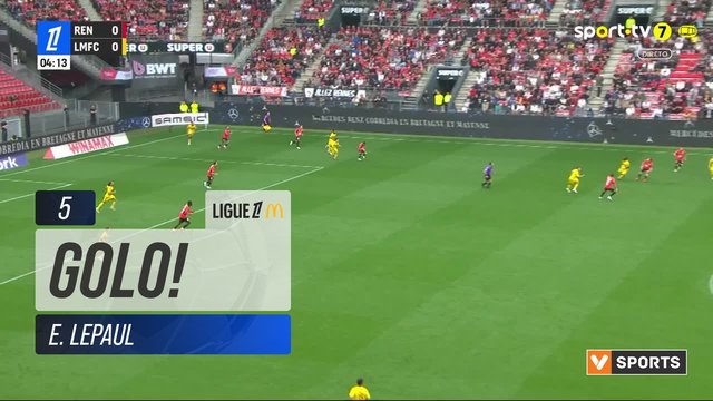 GOLO! Rennes, E. Lepaul aos 5', Rennes 1-0 Le Mans
