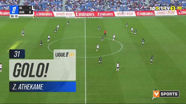 GOLO! Lyon, Z. Athekame aos 31', Lyon 2-0 Auxerre