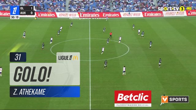 GOLO! Lyon, Z. Athekame aos 31', Lyon 2-0 Auxerre