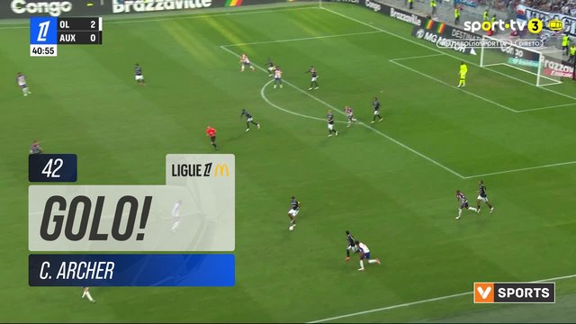 GOLO! Auxerre, C. Archer aos 42', Lyon 2-1 Auxerre