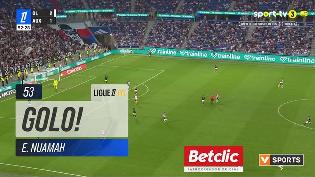 GOLO! Lyon, E. Nuamah aos 53', Lyon 3-1 Auxerre