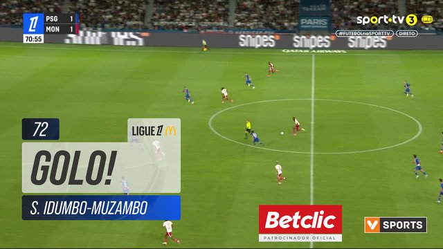 GOLO! Monaco, S. Idumbo-Muzambo aos 72', PSG 1-2 Monaco
