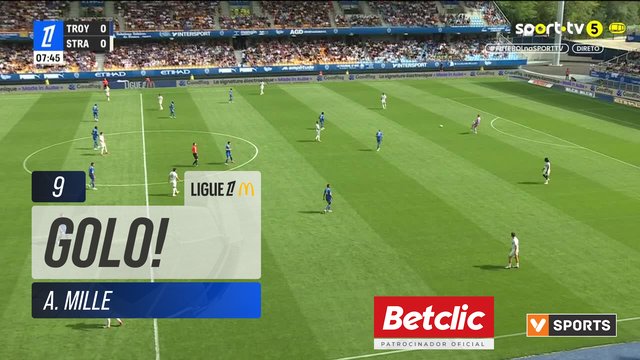 GOLO! Troyes, A. Mille aos 9', Troyes 1-0 Strasbourg