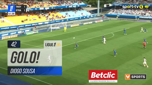 GOLO! Strasbourg, Diogo Sousa aos 42', Troyes 1-2 Strasbourg