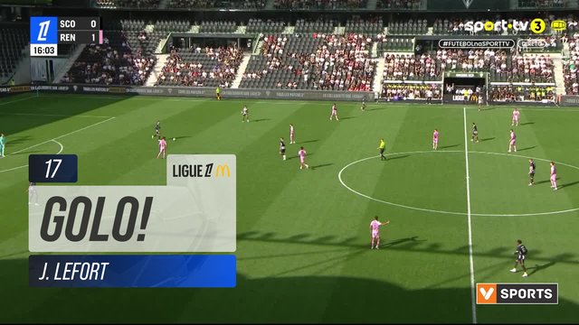 GOLO! Rennes, J. Lefort (p.b.) aos 17', Angers 0-2 Rennes