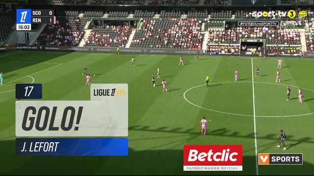 GOLO! Rennes, J. Lefort (p.b.) aos 17', Angers 0-2 Rennes
