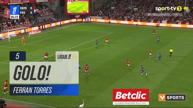GOLO! PSG, Ferran Torres aos 5', Brest 0-1 PSG