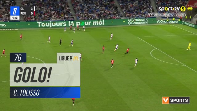 GOLO! Lyon, C. Tolisso aos 76', Lyon 4-0 Rennes