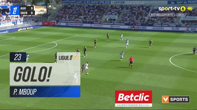 GOLO! Brest, P. Mboup aos 23', Auxerre 0-1 Brest