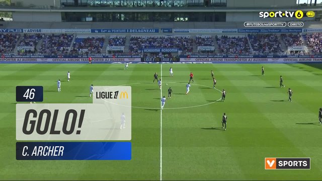 GOLO! Auxerre, C. Archer aos 46', Auxerre 1-1 Brest