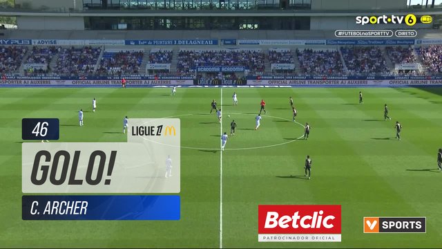 GOLO! Auxerre, C. Archer aos 46', Auxerre 1-1 Brest