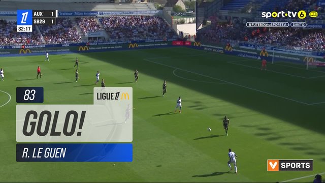 GOLO! Auxerre, R. Le Guen (p.b.) aos 83', Auxerre 2-1 Brest