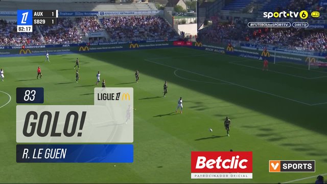 GOLO! Auxerre, R. Le Guen (p.b.) aos 83', Auxerre 2-1 Brest