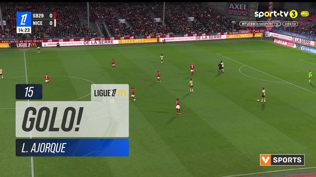 GOLO! Brest, L. Ajorque aos 15', Brest 1-0 Nice